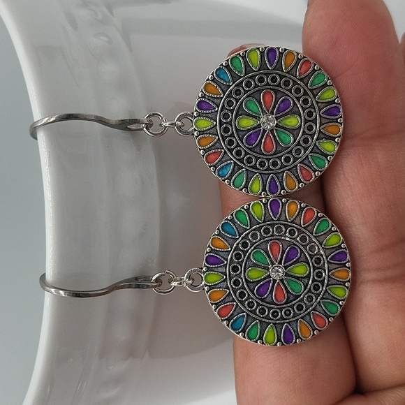 1806- Handmade Colorfull Boho Earrings NWT - Picture 6 of 6